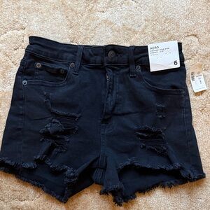 Aeropostale Women's Black Distressed Jean Shorts